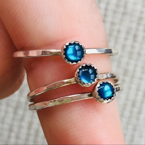 Jewelry - sterling silver mini blue abalone ring